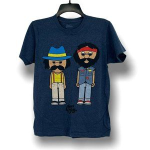 Cheech Chong Small Blue T-shirt Rock Movie Punk Band Comedy Stoner Weed 420 Buds
